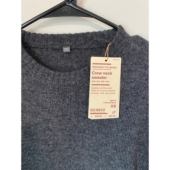 New Muji Men's 100% Wool Washable Mid-Gauge Crew neck Sweater Size XS - Picture 2 of 3